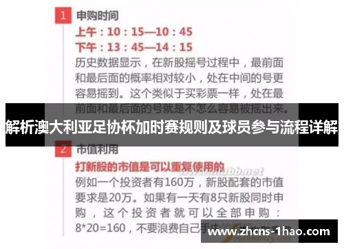 解析澳大利亚足协杯加时赛规则及球员参与流程详解